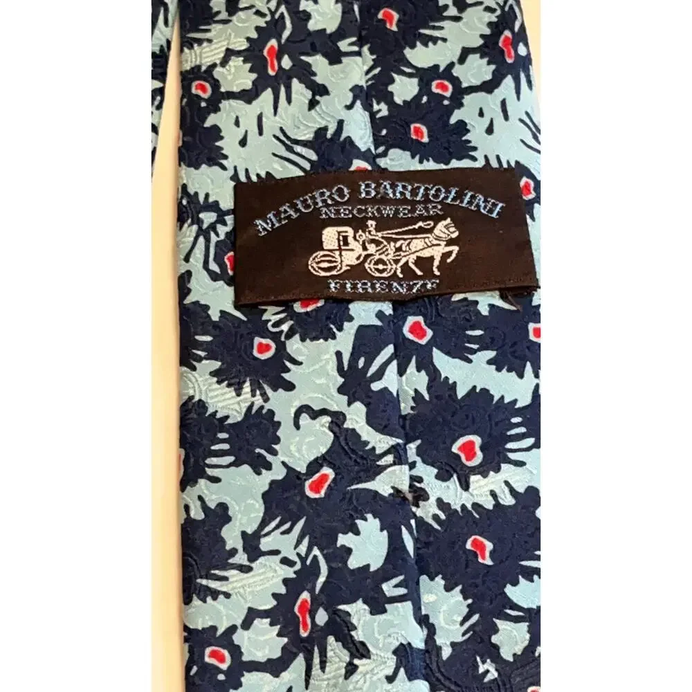 MAURO BARTOLINI Silk Tie - Flowers - Blue